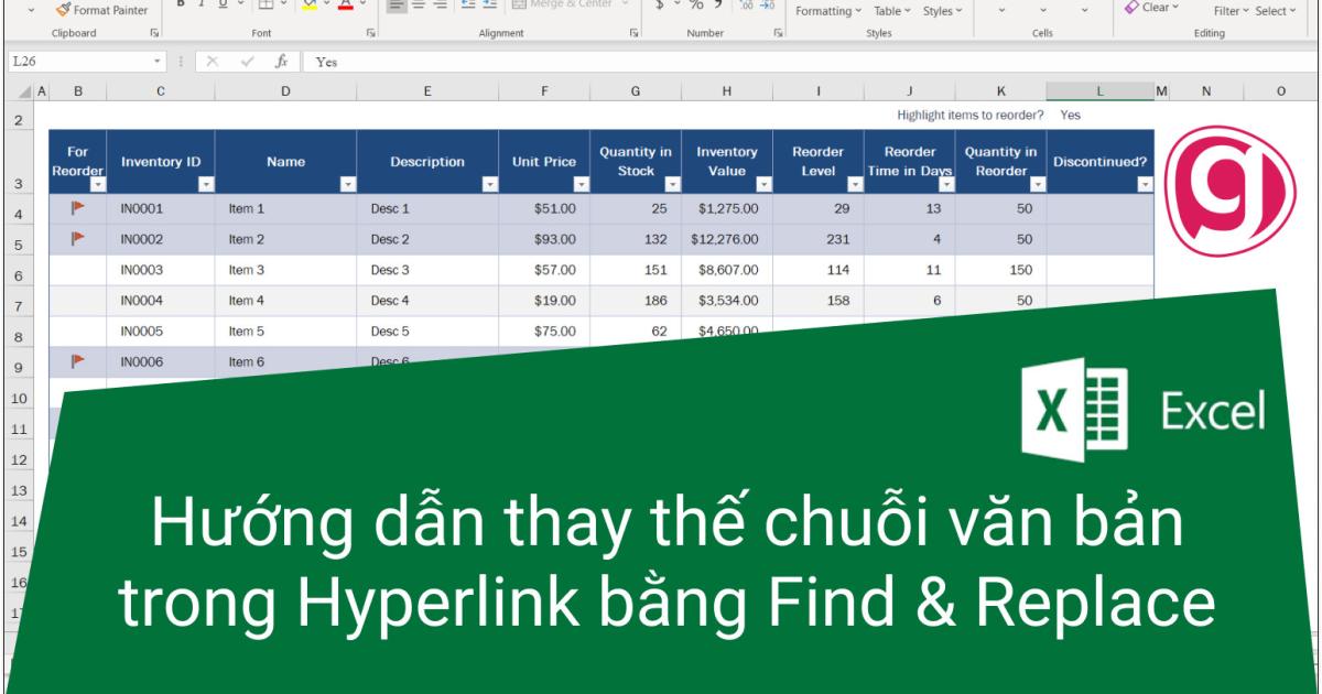 Hướng dẫn thay thế chuỗi văn bản trong Hyperlink bằng Find & Replace trong Excel